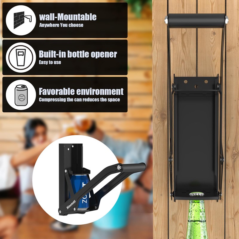 Sinotekk 16 oz Can Crusher Wall Mounted | Heavy-Duty Thickened