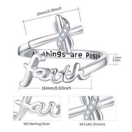 Infinity Cross Faith Ring,Sterling Silver Adjustable Open Faith Cross Religious Ring Christian Inspiring Incentive Jewerly Gifts for Women(Infinity Cross Faith Ring)