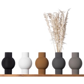 3D Vase Bella Decorative Vase 30 cm Floor Vase Flower Vase Decorative Vase Pampas Grass Dried Flowers (White)