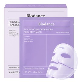Biodance Rejuvenating Caviar Pdrn Real Deep Mask, Overnight Hydrogel Face Mask, Skin Firming, Radiance, Enhancing Skin Recovery, Korean Skin Care | 1.19Oz(34g) X 4Ea
