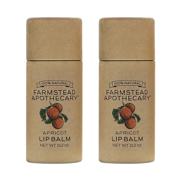 Farmstead Apothecary 100% Natural Lip Balm with Organic Beeswax, Organic Shea Butter & Organic Coconut Oil, Apricot 0.2oz (Pack of 2)