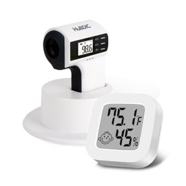 HubiBaby Forehead Thermometer for Adults and Kids, Digital Infrared Thermometer for Baby, Touchless Thermometer with 3 Color Fever Alarm, Fast Reading, Mini Hygrometer Combo (Black)