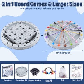 2 in 1 Board Games, Magnetic Chess & Rope Untangling Puzzle Game, Travel, Family Games for Kids and Adults, 40 Pcs Stones, Brainy Knots, Multi-Challenges for Age 8+, Educational Strategy, 2-4 Players