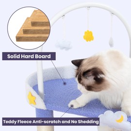 53.1" Cat Tree Cute Cats Tower Condo with Sisal Scratching Posts Board Luxury Cozy House Indoor Heavy Duty for Cats, Multi-Level Play Activities Platform Tall Perch (Purple King Cloud Cat Tree)