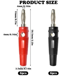 Pack of 12 Banana Plugs 4 mm, Banana Plug, 20 A Speaker Banana Plug Screwable, 4 mm Banana Plug Connector for Cable Boxes Power Amplifiers AV Receiver (Black & Red)