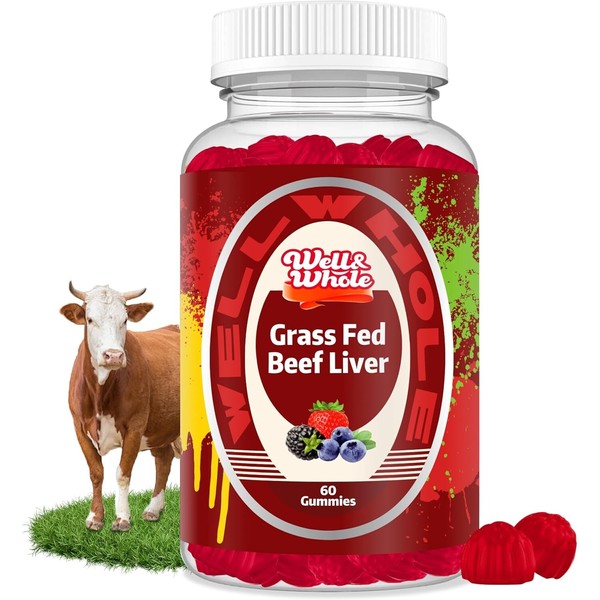 Well&Whole Grass Fed Beef Liver Gummies Dessicated Beef Liver Supplement