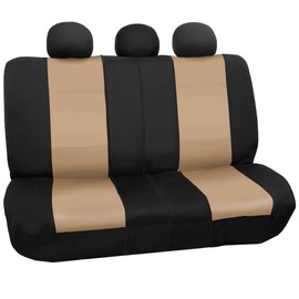 FH Group Neoprene Car Seat Covers Rear Set - Universal Fit, Washable Split Bench Seat Cover for SUV & Sedan - Beige