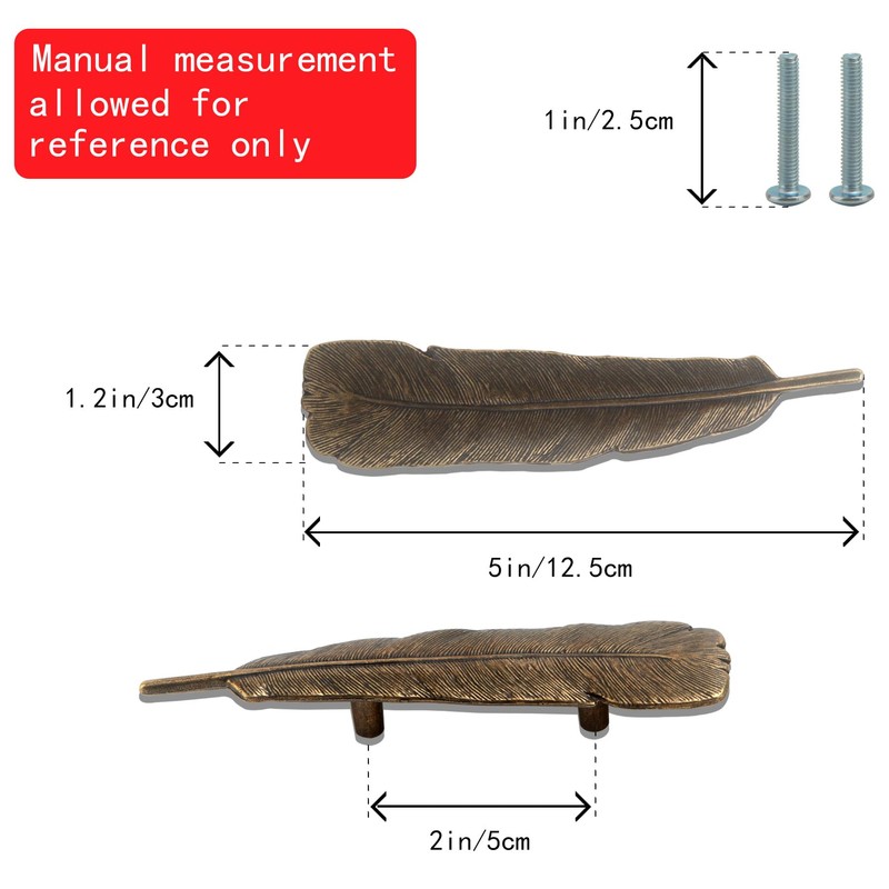 6packs Feather Drawer Knob Pull Handle Cabinet Drawer Handle Dresser
