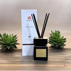 CHIDIZ Jasmine & White Tea Reed Diffuser | Home Fragrance Reed Diffuser | Fragrance Diffuser Oil with Diffuser Sticks | Reed Diffuser Scented Oil 3.38Oz.