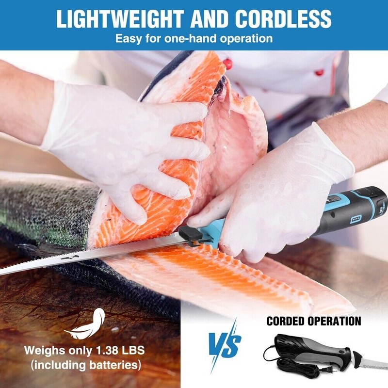 FLISSA Cordless Electric Fillet Knife Rechargeable Electric Knife w/Non-Slip Handle