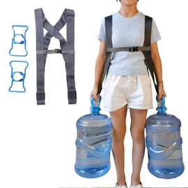 Storbuffs 2 Pcs 5 Gallon Water Bottle Holder,1 pcs Shoulder Strap,Energy Saving Ergonomic Grip Handle Carrier Non-Slip Holder Heavy Duty Clip,Cross-Back Design Carry 2 Buckets.