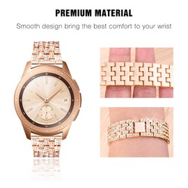 Supoix Compatible for Galaxy Watch 42mm Band,2 Pack 20mm Women Jewelry Bling Metal Replacement Bracelet 42mm/Active 40mm