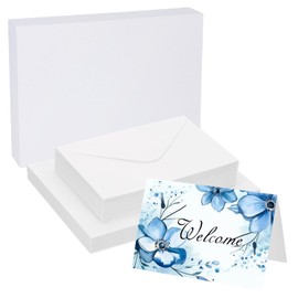 PATIKIL 40 Sets Pure Cotton Watercolor Cards 140lb/300 GSM Postcards with Envelopes for Art Painting Creative Thank Notes, 4x6 Inch Foldable Size(White Box)