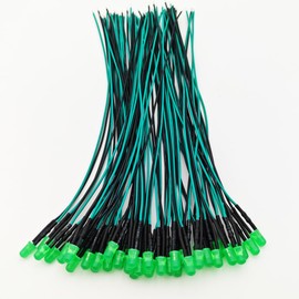 Gebildet 50pcs 110VAC 5mm Green LED Lights Emitting Diodes, Prewired 7.9 Inch V LED Light Diffused Colored Lens Small LED