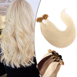SEGO Bondings Extensions Real Hair - (1 g/Strand) Hair Extensions Keratin U-Tip Remy Human Hair 100 Strands Platinum Blonde #60 18 Inches (45 cm)