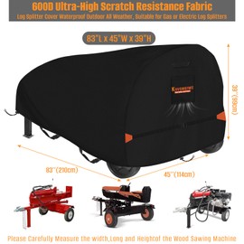 Kovshuiwe Log Splitter Cover Waterproof 600D Oxford Cloth 83" L x 45" W x 39" H, Log Splitter Cover Waterproof Outdoor All Weather, Suitable for Gas or Electric Log Splitters
