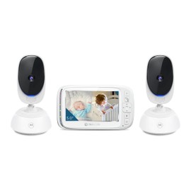 Motorola Nursery VM75 2-Camera Video Baby Monitor, 1000ft Range no WiFi 2.4 GHz Wireless, 5" Screen, 2-Way Audio, Pan/Tilt/Zoom, Room Temp, Lullabies, Night Vision