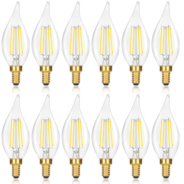 GoBright 12-Pack Dimmable E12 LED Candelabra Bulbs 60 watt Equivalent,