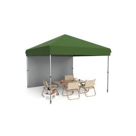 HarmonyHealth 10x10 Pop Up Canopy Tent Outdoor Canopy with 1 Removable Sidewall One-Person Set Up Heavy Duty Commercial Instant Tent Shelter-Green