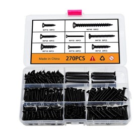 270Pcs Assorted Self Tapping Screws,Stainless Steel Screws Assortment Kit,Flat Head Countersunk Wood Screw Set with Storage Box for Homemade Repairment Woodwork(M3/M4/M5)
