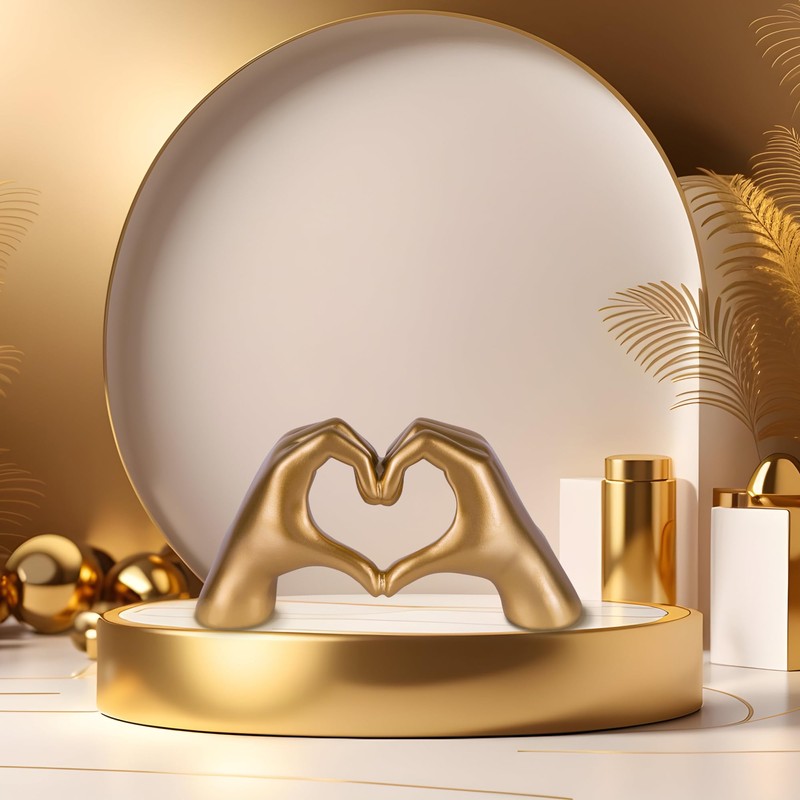 greafy Decorative Sculpture Hand and Heart for Living Room &