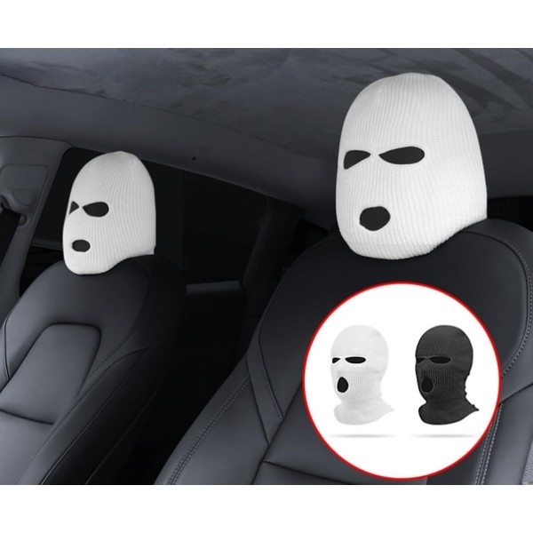 Generic White Funny Spoof Car Seat Headgear Mask (Pack of