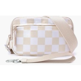 USA Warehouse Dual Wristlet Wallets for Women RFID Blocking Crossbody Wallets Purse with ID Window Large Wristlet Purse Nyloncolor: Beige Checkered