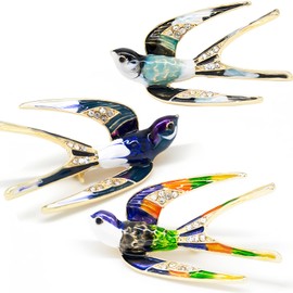 CAILI 3 pieces swallow brooch, alloy + rhinestone + drip brooch, vintage animal brooch, fine pin, perfect for men and women, Alloy, rhinestone