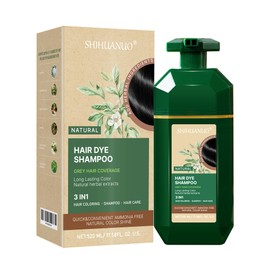 SHIHUANUO Champú Tinte Negro 3 En 1 Para Cubrir Las Canas, Con Ingredientes Herbales. Champú Natural Tinte Negro Para Cabello Para Mujeres Y Hombres. 