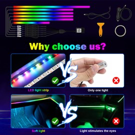 WEBUPAR Dreamcolor Interior Car Lights, Car Accessories 6 in 1 Car LED Strip Lights with APP Control and 213 Color Modes, Car Accessories Car Decorative Lights, Neon Car Ambient Lighting Kits