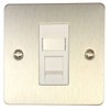 Flat Brushed Steel RJ45 Socket (1 Gang/White Insert)