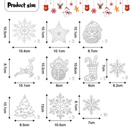 Christmas Tree Decoration, 42 Pcs Christmas Tree Glitter Christmas Hanging with 10 Different Silver Snowflake Ornaments Christmas Hanging Decoration for Christmas Tree Xmas Party
