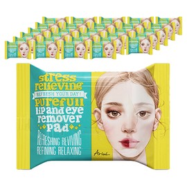 Arial Stress Relieving Purefull Lip & Eye Remover Pads 30p, 55g, 30 pcs / 아리얼 스트레스 릴리빙 퓨어풀 립앤아이 리무버 패드 30p, 55g, 30개