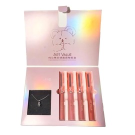 Cosmetic Set, Bear Lip Necklace Set, 4 Pieces, Matte Lip/Gloss Slip, Makeup Set, Cosmetic Palette, Lip Gloss Set, Eyeshadow Palette, For Beginners, Gift, New Year, Birthday, Girls-Gloss Slip(B)