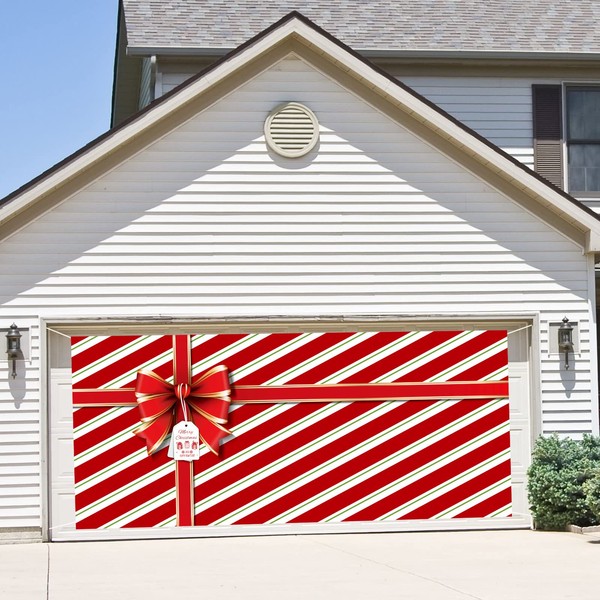 Christmas Garage Door Banner 6 x 13 ft Large Merry Christmas Backdrop Decorations Red Holiday Vinyl Cover Christmas Door Decor Garage Banner for Outdoor Indoor Home Wall Photo Background