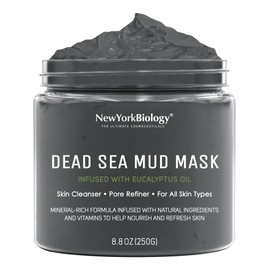 New York Biology Dead Sea Mud Mask for Face and Body | with Eucalyptus | Spa Quality Pore Refiner for Oily Skin | Natural Skincare for Women & Men | Tighten Skin for A Healthier Complexion | 8.8 oz