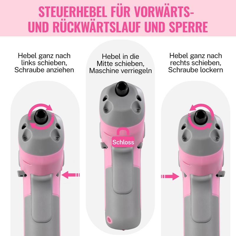 WORKPRO 3.6 V Pink Cordless Screwdriver Set (EU PKG)