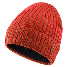 Connectyle Gorros clásicos de invierno cálidos para hombre, gorro de punto grueso con forro, Rojo, Large-X-Large