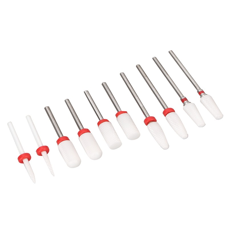 10pcs Nail Art Drill Bits Set Remove Nail Glue Stainless