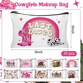 HSDSH 30Pcs Cowgirls Makeup Bag Disco Western Cosmetic Bag with Zippers Cowgirl Gifts Make Up PouchesTravel Toiletry Pouch for Women Disco Western Party Favors