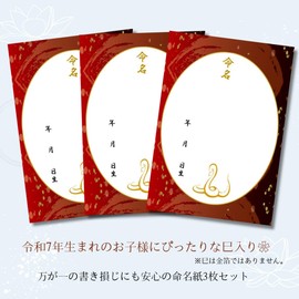 MMS110-U Naming Paper Set, Japanese Pattern, A4, 3 Sheets, Unframed Rabbit Shichi-Go-San Naming Ceremony, Red, Vermilion, Japanese Style, Naming Paper, Made in Japan