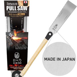 HIBINO Japanese Pull Saw 9.5” Ryoba | Multi-Cut & Cross-Cut Teeth | Lightweight Double-Edge Blade for Dovetails, Tenons & Woodworking | Replaceable Blade | Simple Assembly Required | Made in Japan