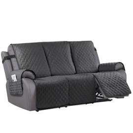 AIRFUN Waterproof Recliner Sofa Cover for 3 Cushion Couch,Nonslip Recliner Sofa Slipcover with Elastic Band,Furniture Protector Sofa Cover for Living Room,Bedroom(3 Cushion Sofa,Dark Gray)