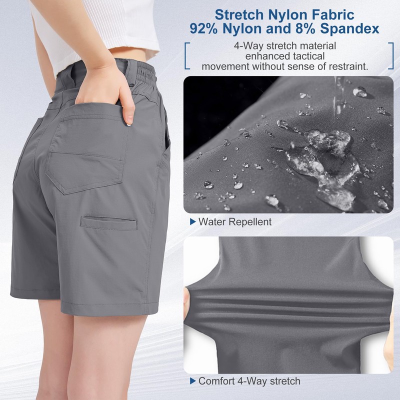 Jawtut Women's Hiking Cargo Shorts 7" Lightweight Quick Dry Athletic