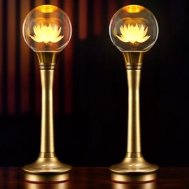 CFSHGLPSF 1 Pair Colorful Crystal Lotus Lamp -LED Lotus Flower Lamp Lights with Adjustable Switch for Home 110V US Plug Buddha Lamp Night Light Buddhist Supplies Meditation Buddhist Temple