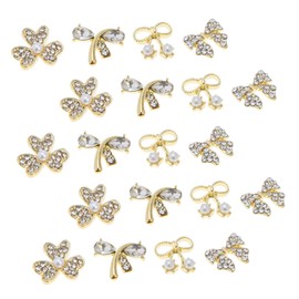 Mikinona 20pcs Rhinestone Bow Nail Art Charms Manicure Accessories for Elegant Nail Designs and Professional Salons