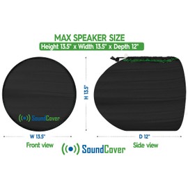 Marine Wakeboard Tower Speaker Covers for 8” Round Speakers – 210T Polyester with Silver UV Coating – Water-Resistant, Double-Stitched with Drawcord & Drainage Eyelets – Large Size (Set of 2)