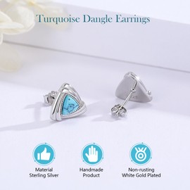Vavacoy Turquoise Stud Earrings for Women, 925 Sterling Silver Western Jewelry Vintage Turquoise Flower Post Earrings, Symbol of Good Luck Jewelry Gift for Her (T007)