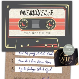 Eummel 50 Retro Music Wish Cards Including VIP Cards Wedding Music Wish DJ Cards Birthday Boho Music Wishes Music Cards Party Cards