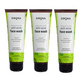 Sirona Anti Acne Face Wash for Men & Women – 4.2 (Pack of 3) with Neem, Green Tea, Tea Tree Oil & Aloe Vera | for Unclogs pores, Reduces sebum production & Calms inflammation